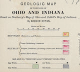 1889 Map of Ohio and Indiana Oil and Gas Well Fields