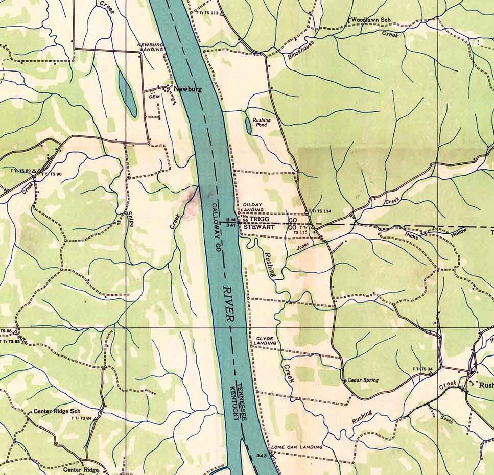 1936 Topo Map of Rushing Kentucky Tennessee