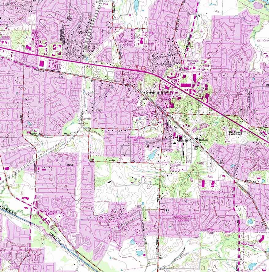 1965 Topo Map of Germantown Tennessee Memphis