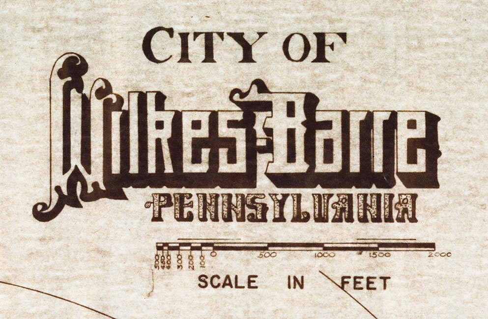 1967 Map of Wilkes-Barre Luzerne County Pennsylvania