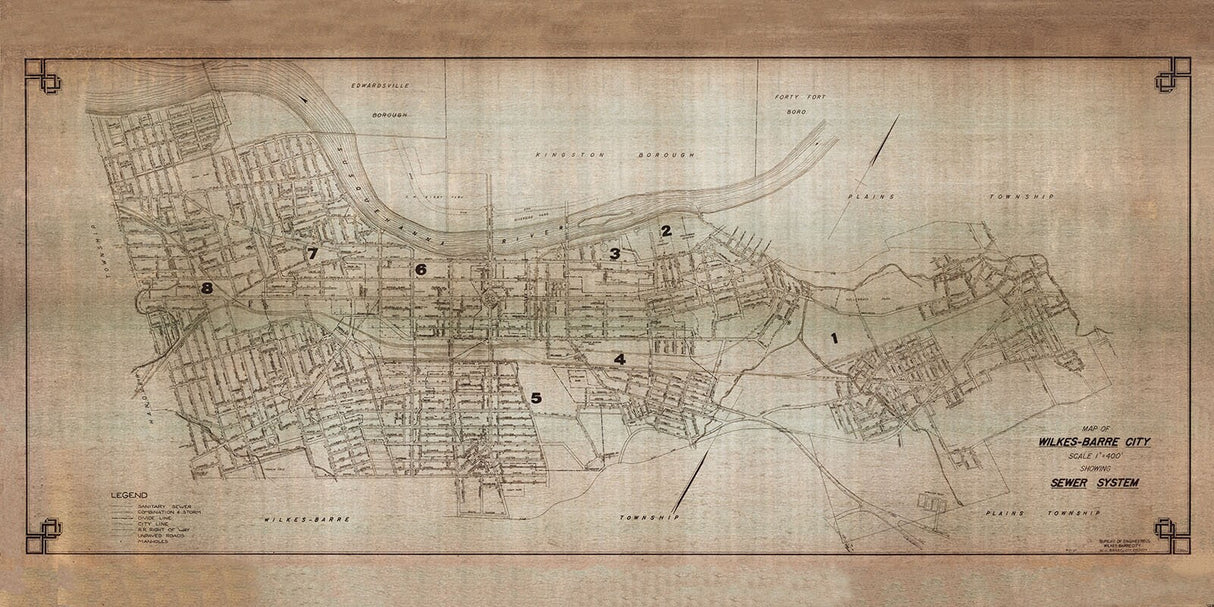 1967 Map of Wilkes-Barre Pennsylvania