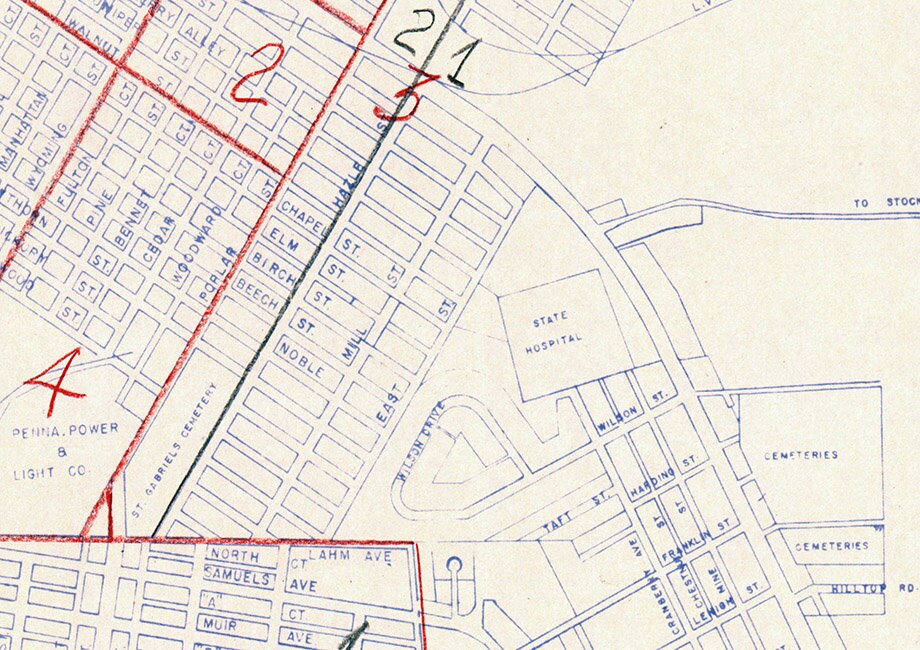 1972 Map of Hazelton Pennsylvania