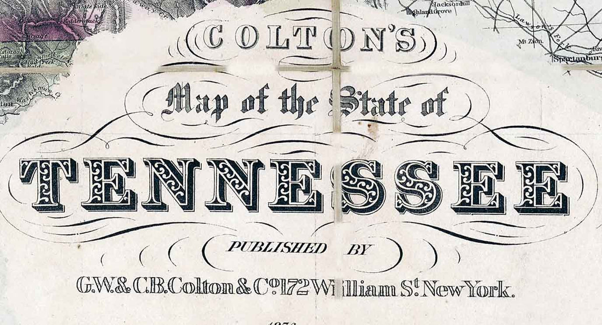 1876 Map of the State of Tennessee