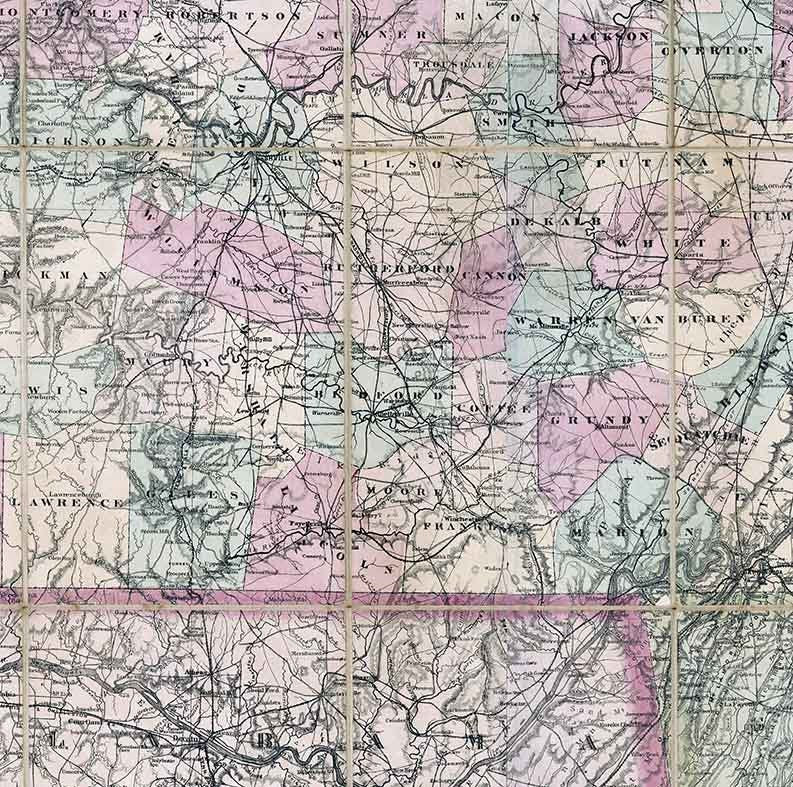 1876 Map of the State of Tennessee