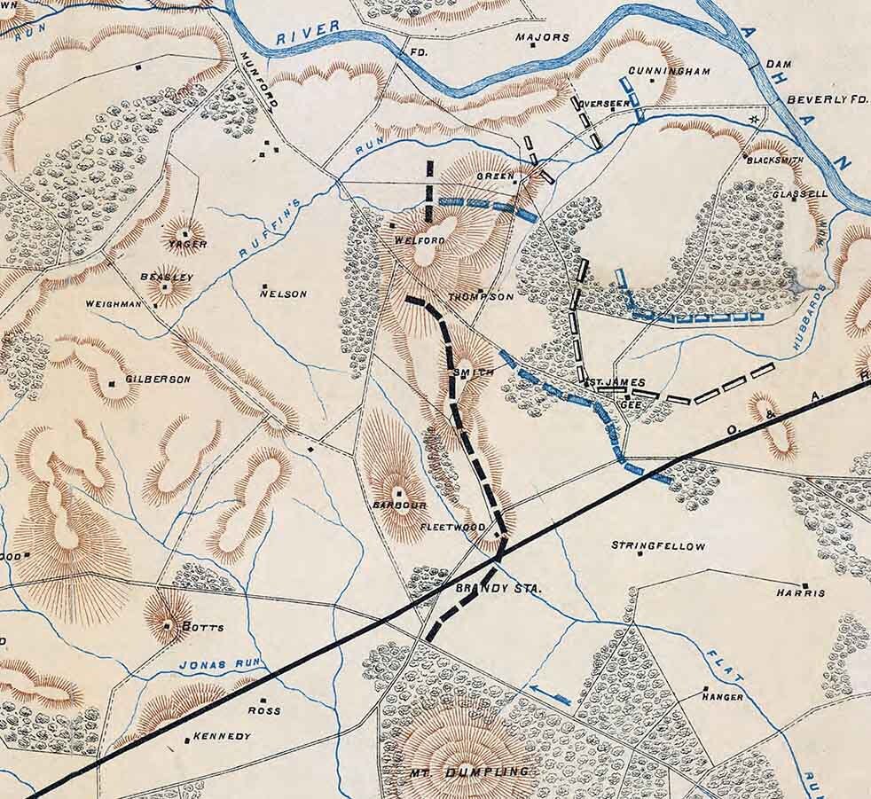 1863 Map of Brandy Station Culpeper County Virginia