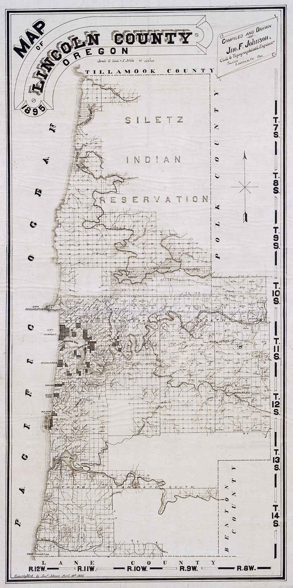 1895 Map of Lincoln County Oregon