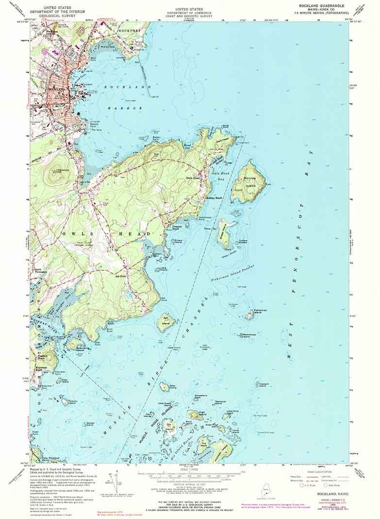 1955 Topo Map of Rockland Maine