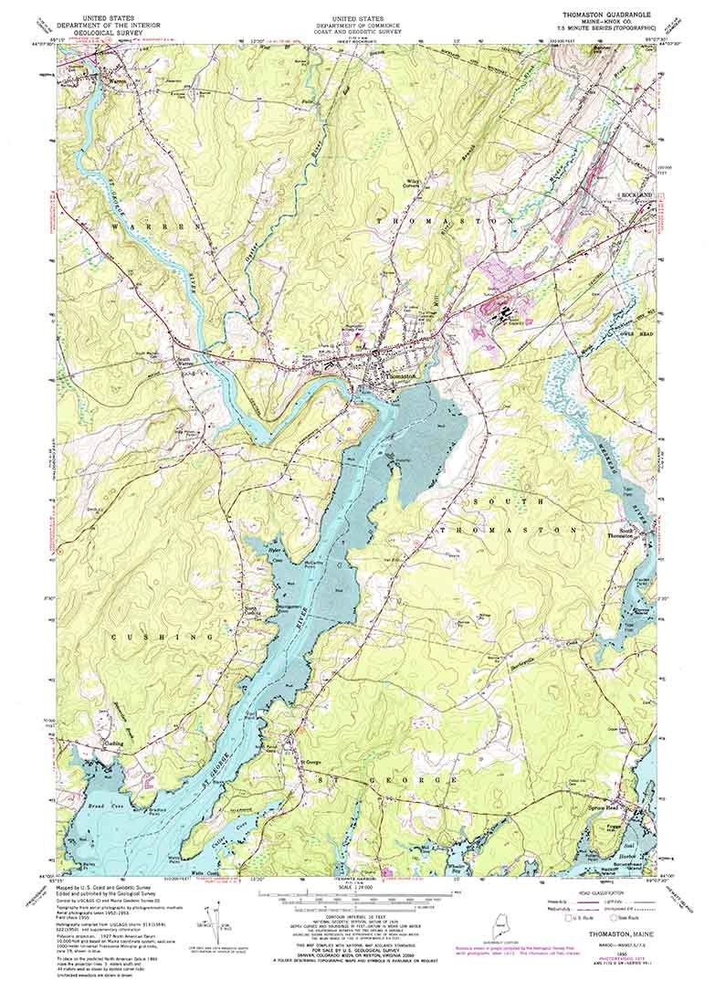 1955 Topo Map of Thomaston Quad Maine