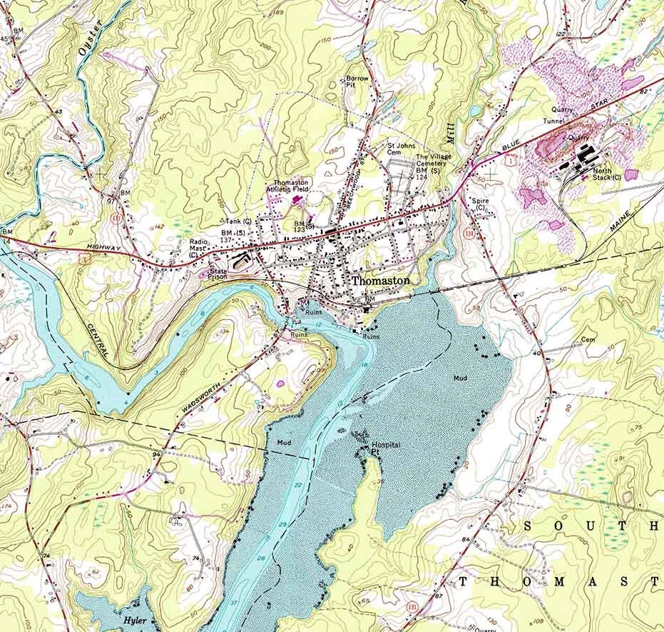 1955 Topo Map of Thomaston Quad Maine