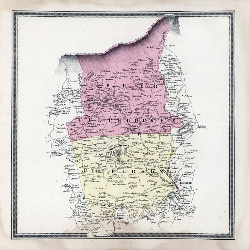 1862 Map of Upper Tulpehocken & Jefferson Township Berks County Pennsylvania