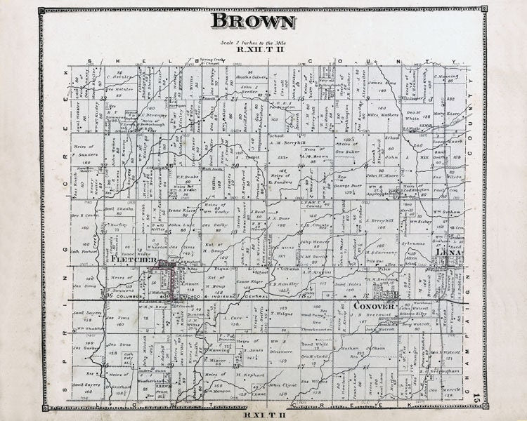 1871 Map of Brown Township Miami County Ohio