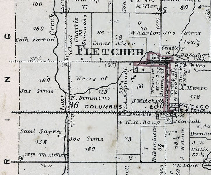 1871 Map of Brown Township Miami County Ohio