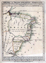 1808 Map of Brazil Trans Atlantic Portugal