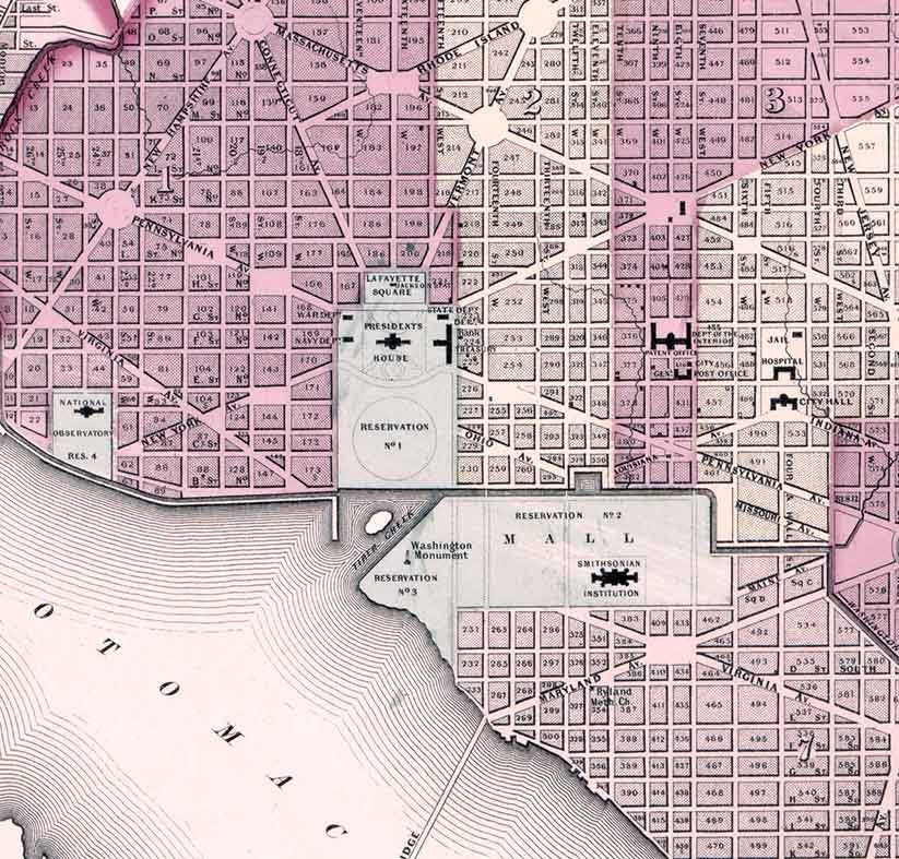 1862 Map of Johnson Georgetown Washington DC