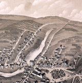1879 Panoramic Map of Warren Massachusetts