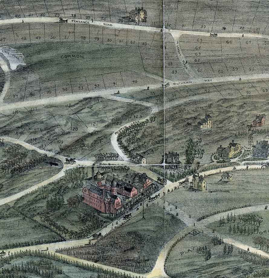 1880 Panoramic Map of Lands End Rockport Massachusetts