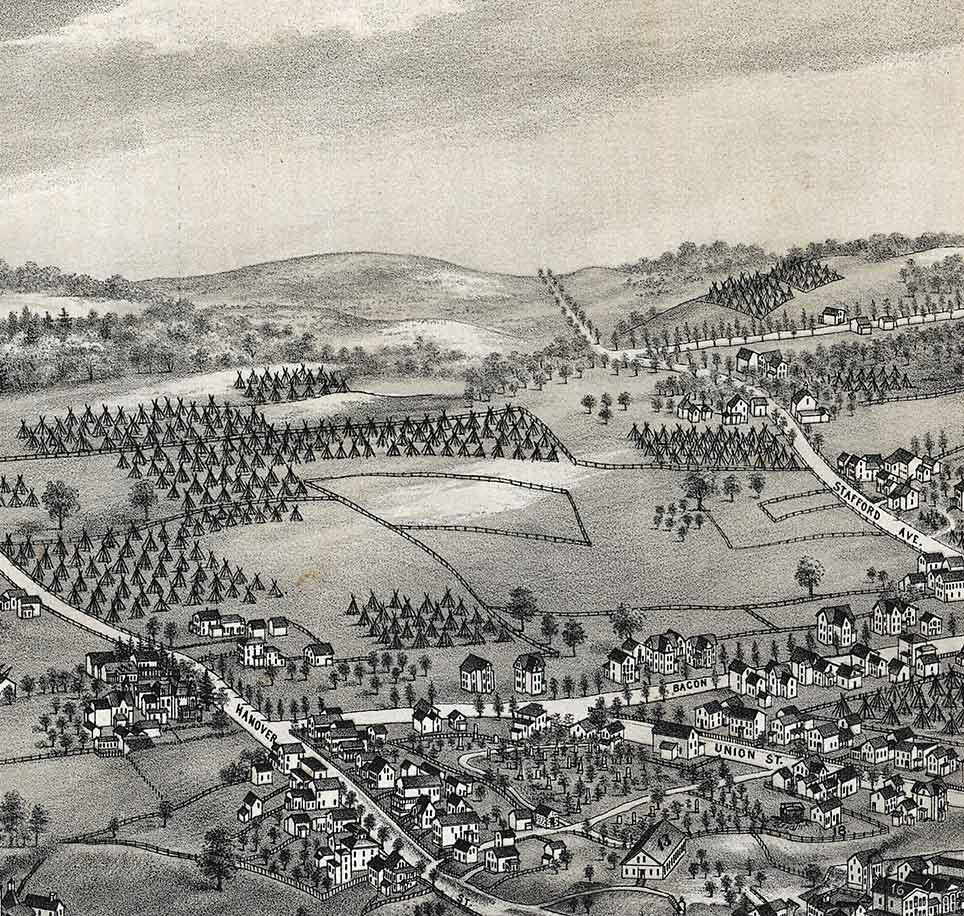 1885 Panoramic Map of Waterville New York