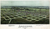 1891 Panoramic Map of Ardmore Indian Territory Oklahoma