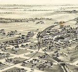 1891 Panoramic Map of Ladonia Fannin County Texas