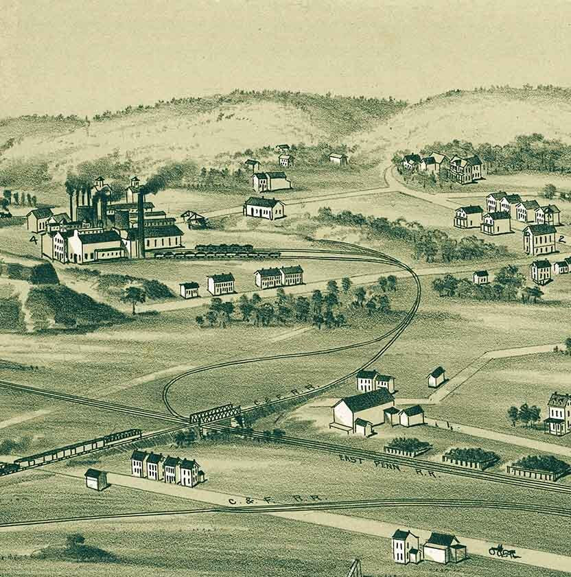 1893 Panoramic Map of Alburtis and Lockridge Lehigh County Pennsylvania