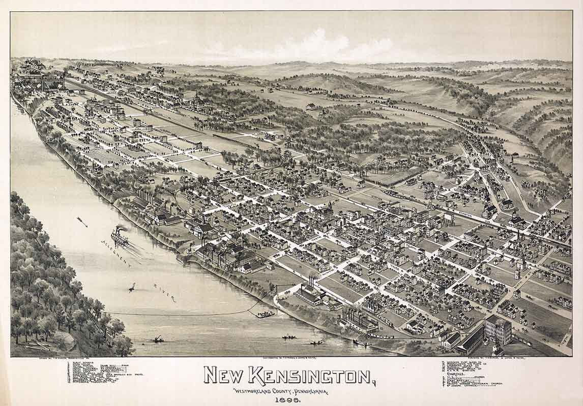 1896 Panoramic Map of New Kensington Westmoreland County Pennsylvania