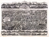 1897 Panoramic Map of Newton Centre Massachusetts