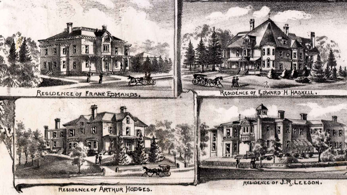 1897 Panoramic Map of Newton Centre Massachusetts