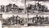1897 Panoramic Map of Newton Centre Massachusetts