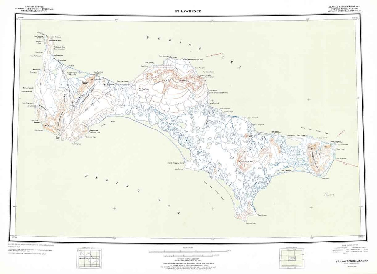 1949 Topo Map of St Lawrence Alaska