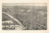 1889 Panoramic Map of Wilkes-Barre Pennsylvania