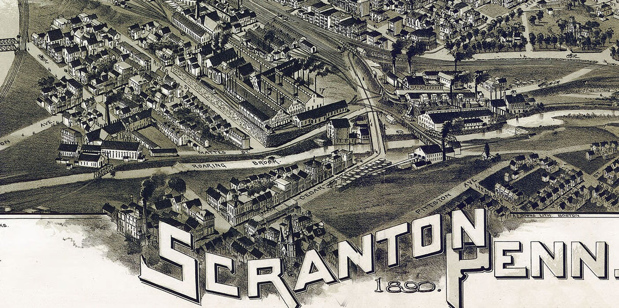 1890 Panoramic Map of Scranton Pennsylvania