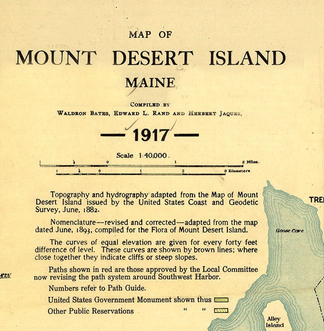 1917 Map of Mount Desert Island Maine