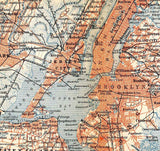 1907 Map of Brooklyn New York Manhattan Staten Island Newark