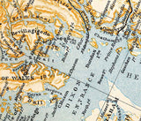 1907 Map of North Atlantic Ocean Canada Coast Vancouver Prince of Wales