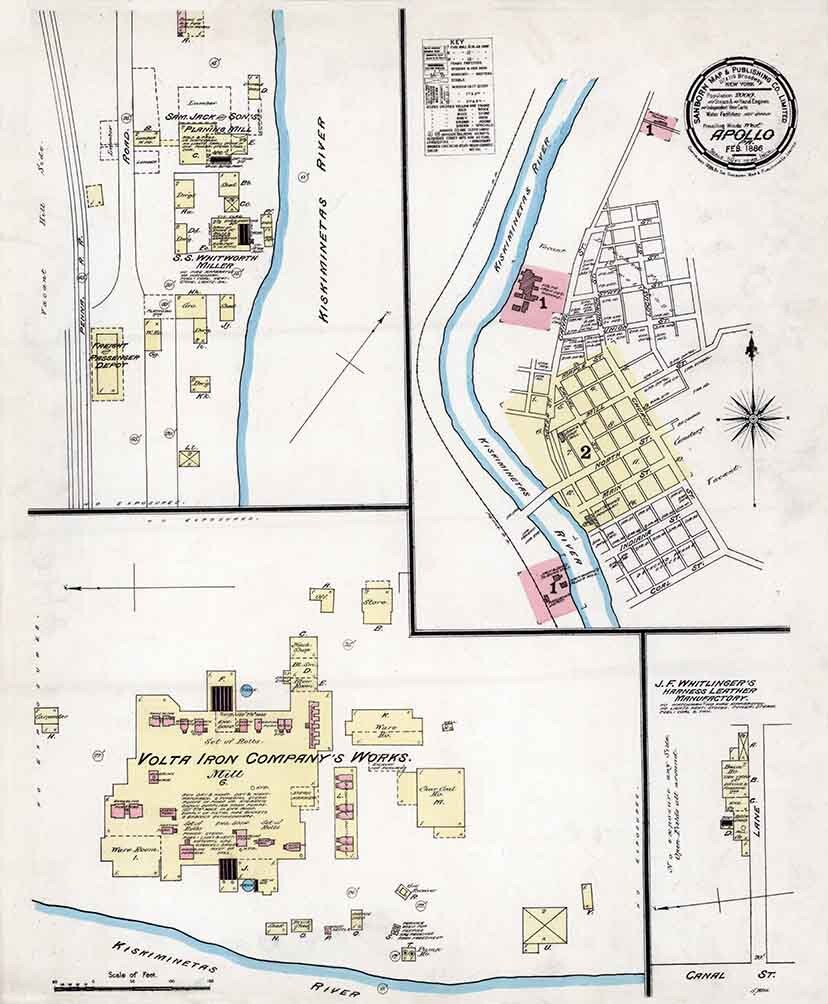 1886 Sanborn Map of Apollo Armstrong County Pennsylvania