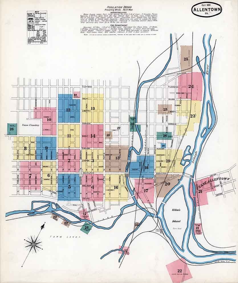 1891 Sanborn Map of Allentown Lehigh County Pennsylvania