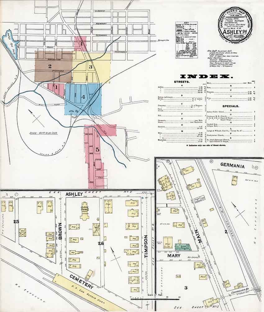 1891 Sanborn Map of Ashley Luzerne County Pennsylvania