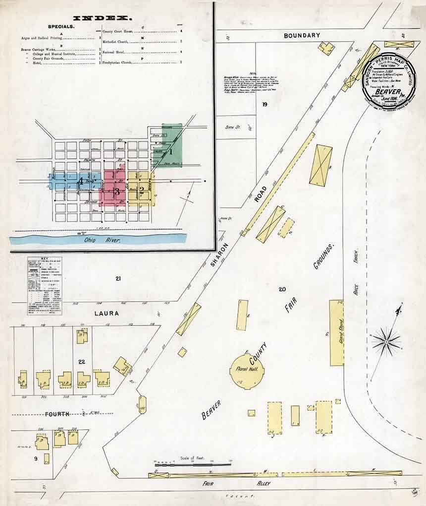 1896 Sanborn Map of Beaver County Pennsylvania