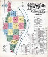 1896 Sanborn Map of Beaver Falls Beaver County Pennsylvania