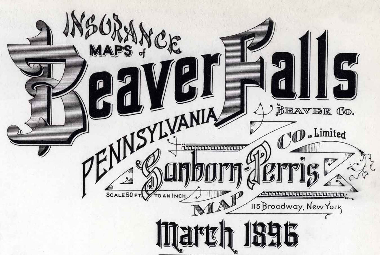 1896 Sanborn Map of Beaver Falls Beaver County Pennsylvania