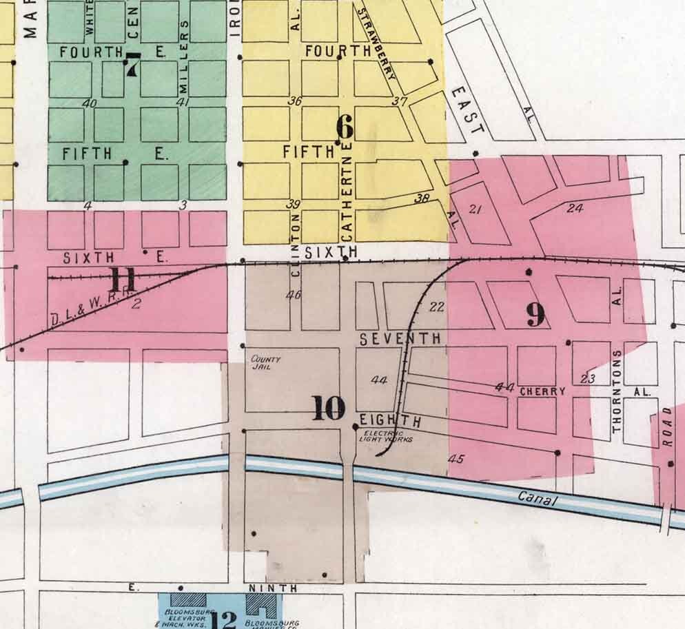 1896 Sanborn Map of Bloomsburg Columbia County Pennsylvania