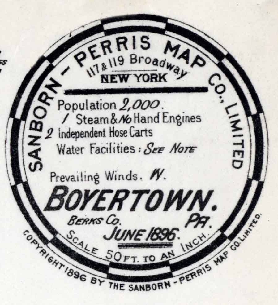 1896 Sanborn Map of Boyertown Berks County Pennsylvania