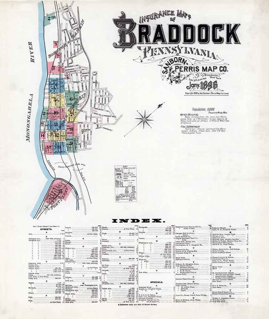 1896 Sanborn Map of Braddock Allegheny County Pennsylvania