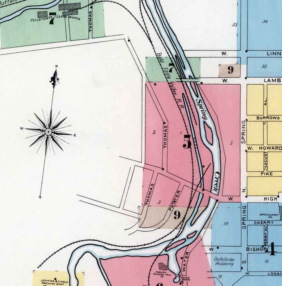 1897 Sanborn Map of Bellefonte Centre County Pennsylvania