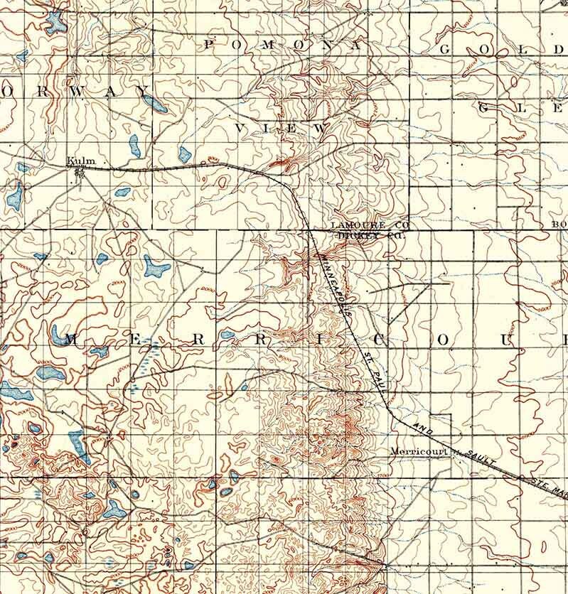 1896 Topo Map of Edgeley North Dakota