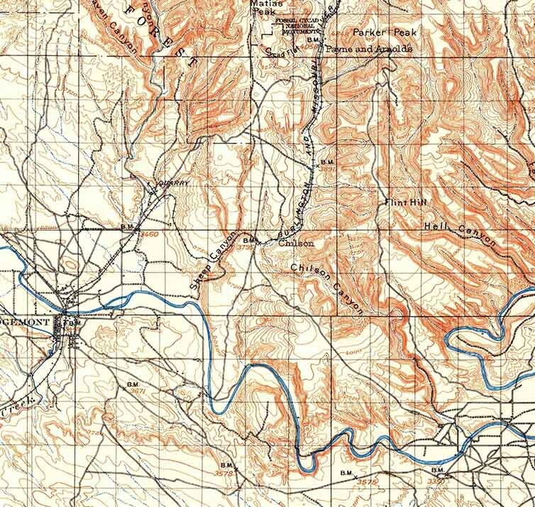 1902 Topo Map of Edgemont South Dakota