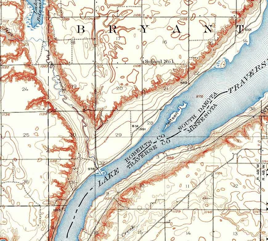 1916 Topo Map of Peever South Dakota