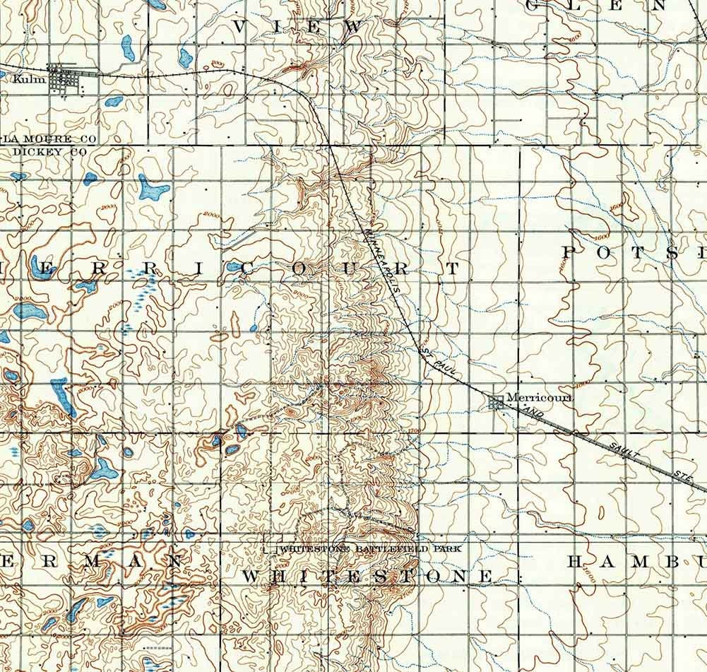 1925 Topo Map of Edgeley North Dakota