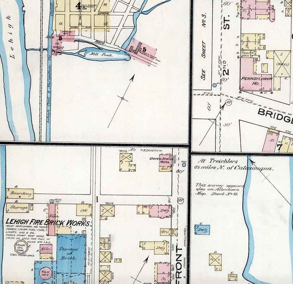 1885 Sanborn Map of Catasauqua Lehigh County Pennsylvania