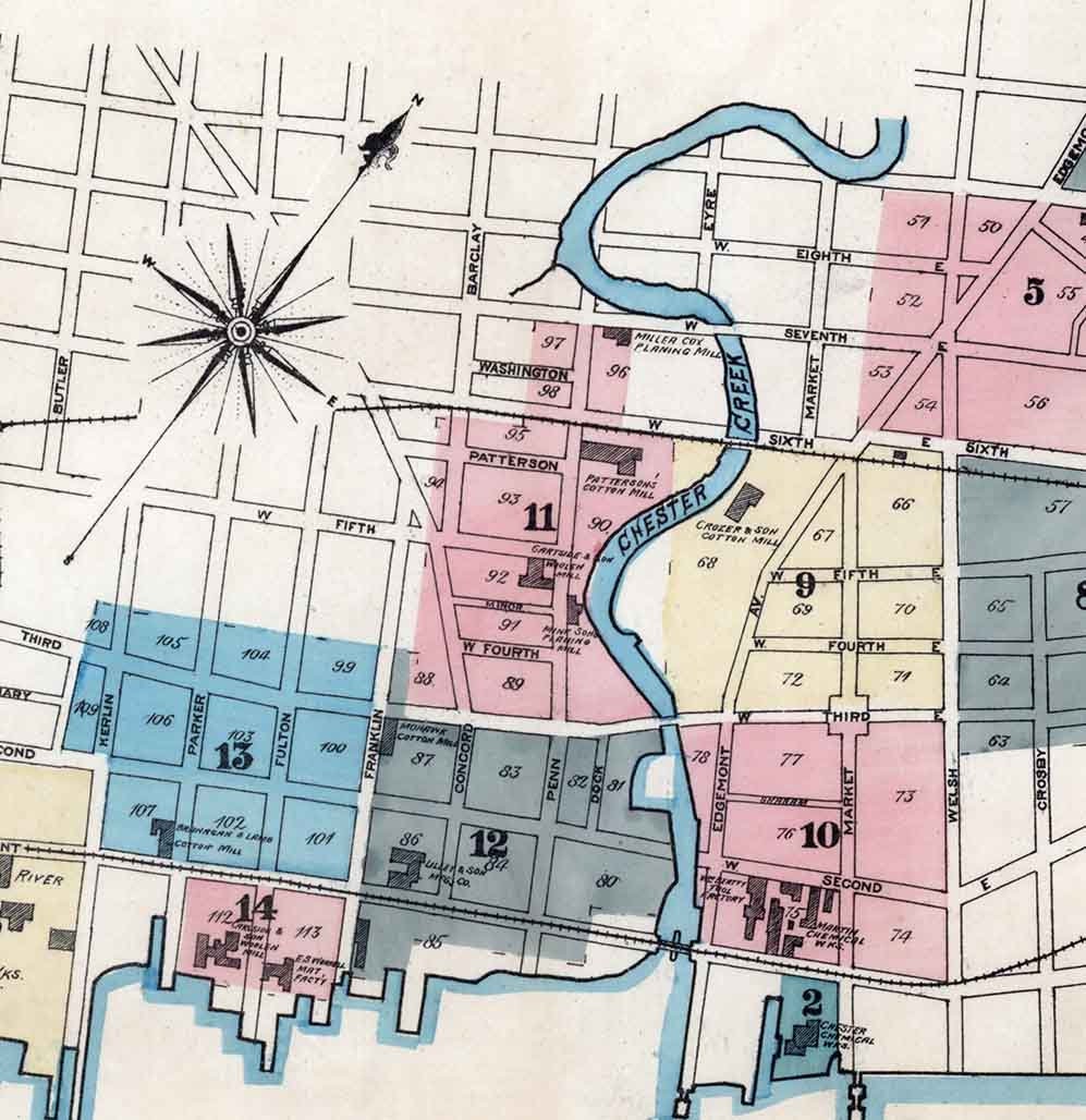 1885 Sanborn Map of Chester Delaware County Pennsylvania